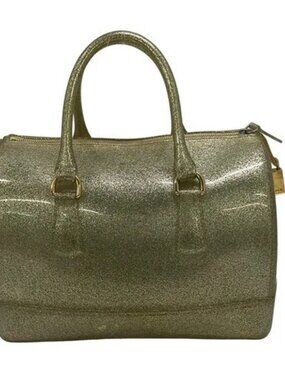 FURLA Candy Bag Cream Gold Rubber Handbag